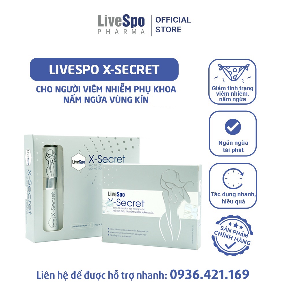 Dung dịch vệ sinh phụ nữ LiveSpo XSecret dạng xịt - hỗ trợ khử mùi và cân bằng PH vùng kín (4 ống x 20ml)