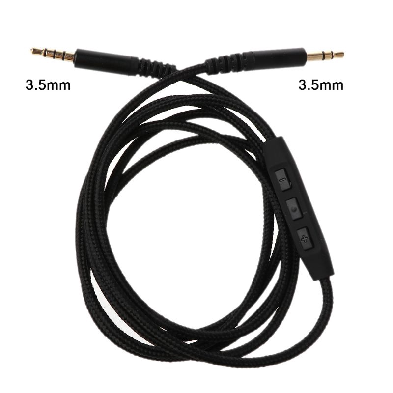 Dây cáp dạng bện 1.4m hai đầu jack 3.5mm có nút điều chỉnh âm lượng