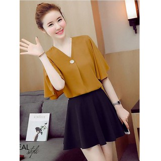 Áo kiểu tay loe cách điệu cổ