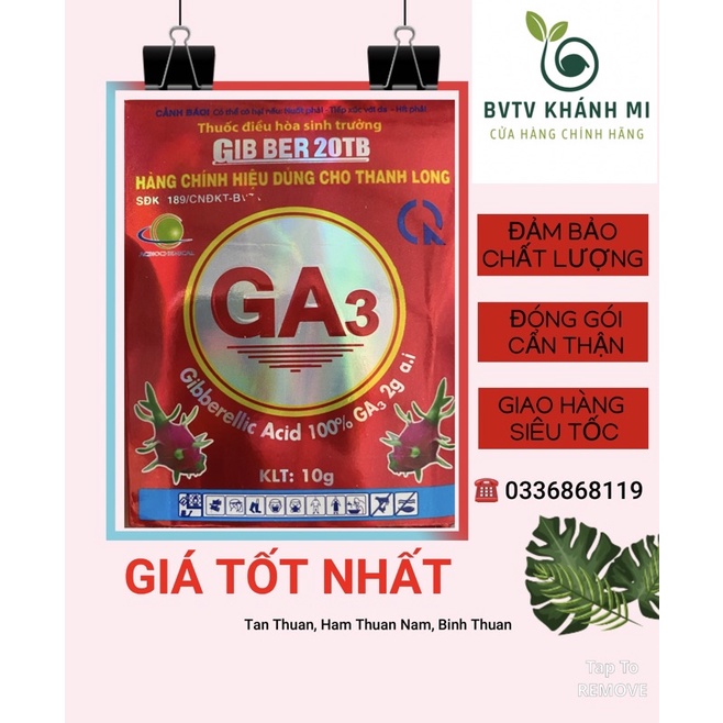 GA3 20TB VIÊN 10gr chuyên dùng cho thanh long