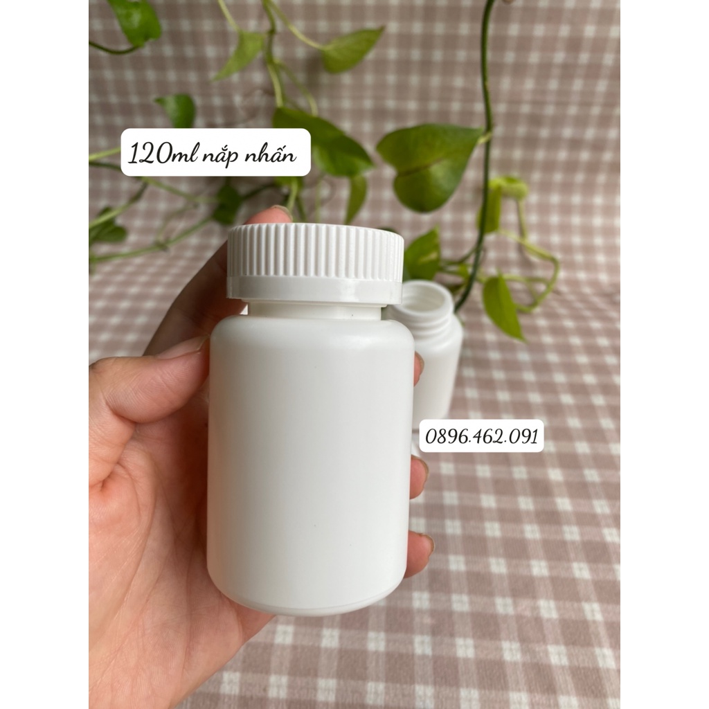 Chai lọ nhựa đựng viên nang,viên nén, viên hoàn, dược phẩm HDPE 120ml đi kèm màng siu tự dính