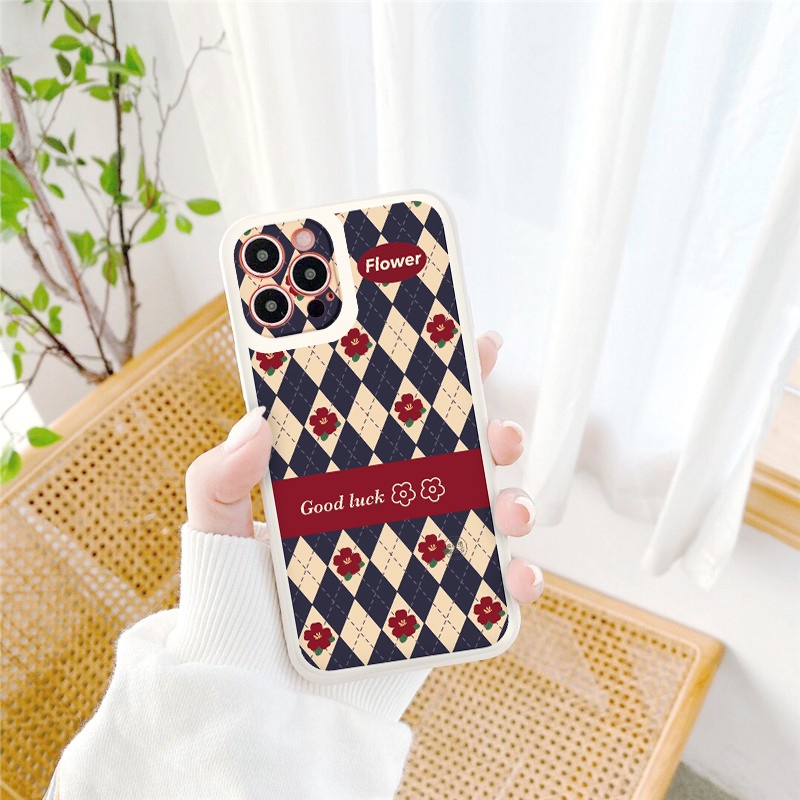 Ốp lưng iphone Họa tiết đỏ caro cạnh vuông lỗ camera ốp iphone 6/6splus/7/7plus/8/8plus/x/xr/xs/11/12/13/pro/max/ tr1140