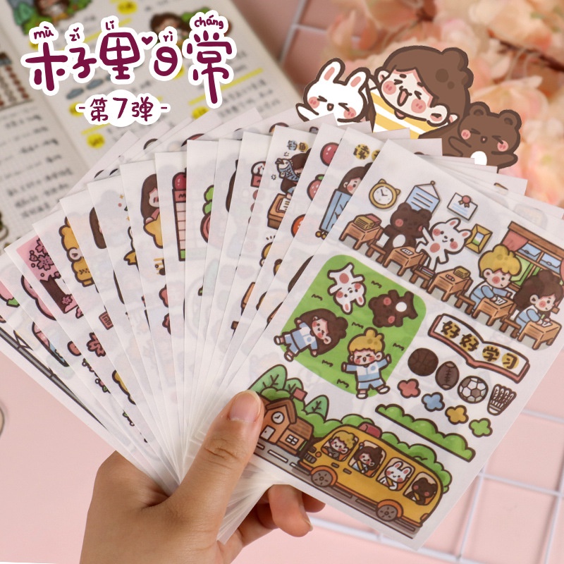 1 Gói  Sticker Dán Trang Trí Sổ Tay DIY Hình Cô Gái Hoạt Hình Dễ Thương Xinh Xắn