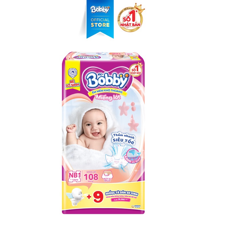 Miếng lót sơ sinh Bobby Newborn 1-108 miếng