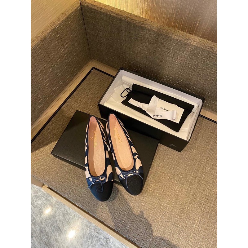 giày búp bê thời trang nữ phối viền màu mũi tròn thắt nơ nhỏ 𝘾𝙝𝙖𝙣𝙚𝙡 CN 𝘾𝙝𝙖𝙣𝙚𝙡