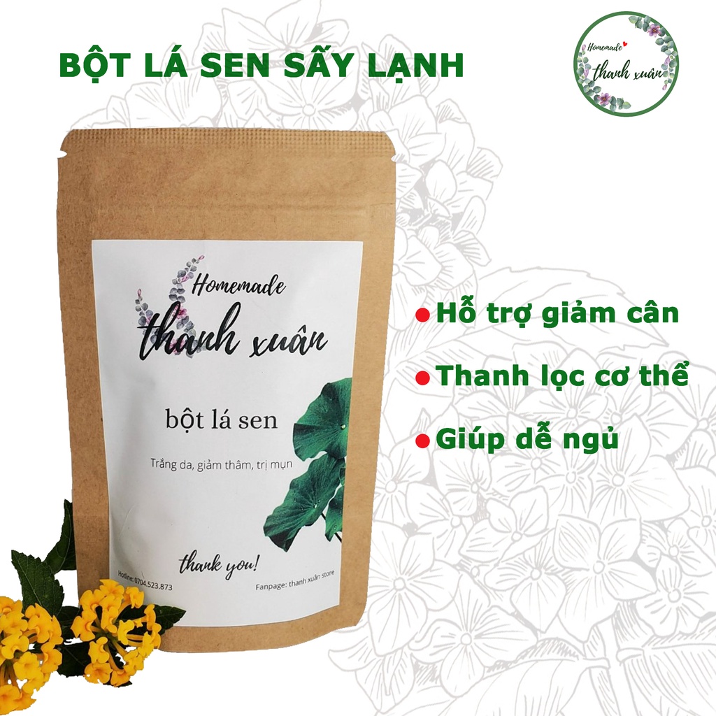 Bột Lá Sen Handmade 100% Tự Nhiên - Hỗ Trợ Giảm Cân, Thanh Lọc Cơ Thể