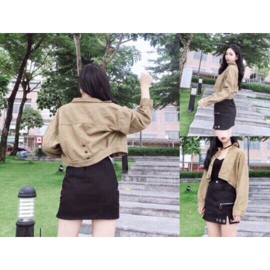 Áo khoác jean kaki nữ giữ dáng phối nút sau cực chất - Hot trend | BigBuy360 - bigbuy360.vn