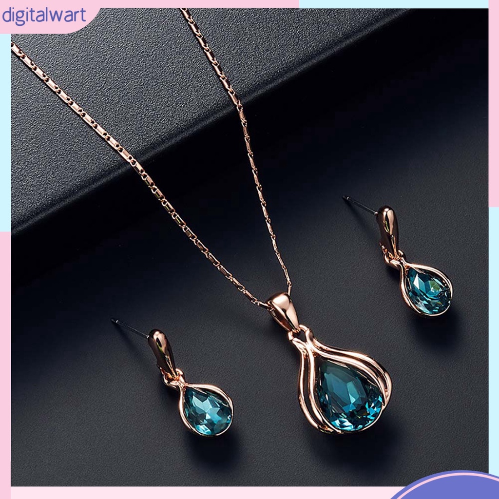 Set Dây Chuyền Và Đôi Khuyên Tai Đính Đá Kiểu Dáng Sang Trọng Cho Nữ