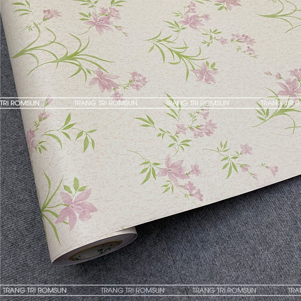 Giấy dán tường phòng ngủ chống thấm hàn quốc vintage, Decan trang trí tường quán ăn sang trọng hoa xanh hồng G13907