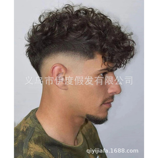 Mới và tóc giả tóc ngắn xoăn tóc giả nam tổng hợp nhiệt độ cao tóc giả lụa nhà máy