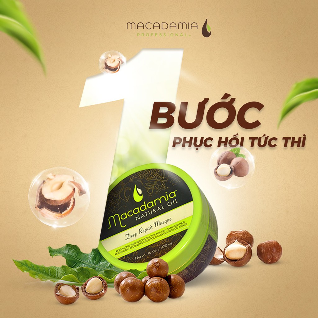 [Hàng Đẹp] Kem Hấp Phục Hồi Tóc Hư Tổn Macadamia Deep Repair Masque ( Hũ 470ml)