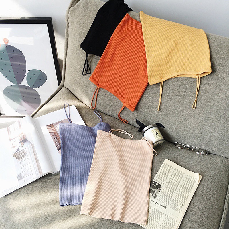 [Baywellfashion]Áo sát nách màu trơn dáng ôm cho nữ