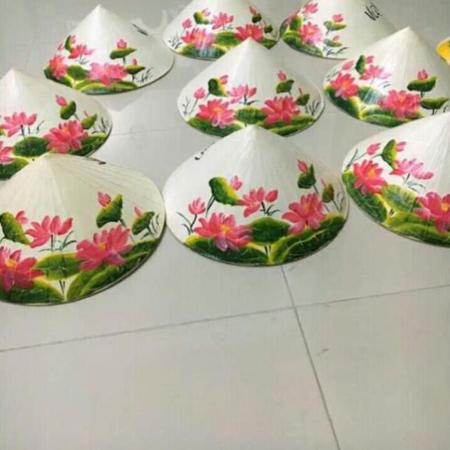 Xưởng SX- Nón lá vẽ hoa sen -Tre Việt