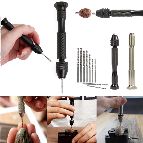 Máy Khoan Cầm Tay Mini Kèm 10 Mũi Khoan Xoắn Bằng Hợp Kim Thép Hợp Kim