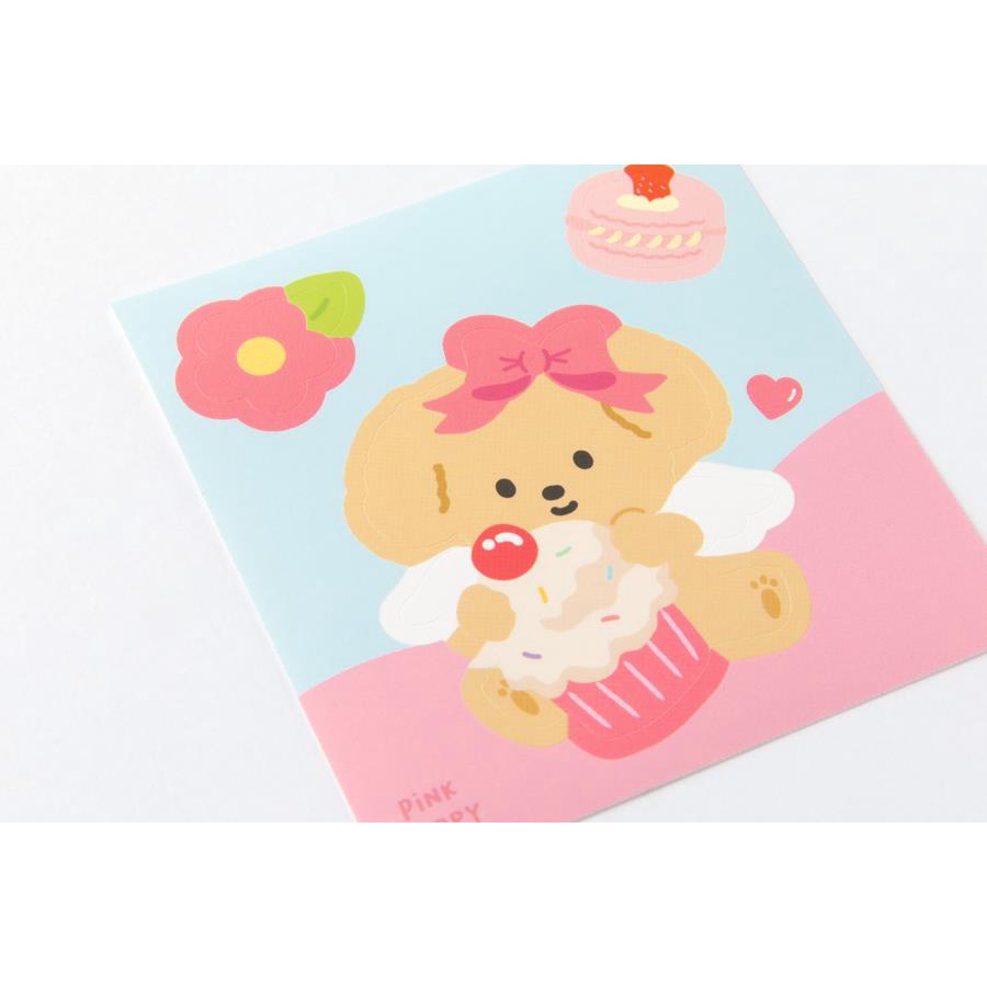 Set 3 Tấm Nhãn Dán Mini ARTBOX Hàn Quốc Hình Chó Poodle Và Bánh Ngọt Xinh Xắn