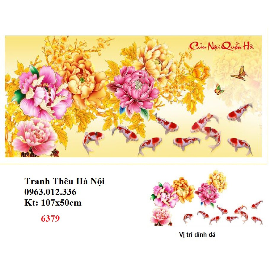 Tranh đính đá Cửu ngư quần hội DF038-107x50cm