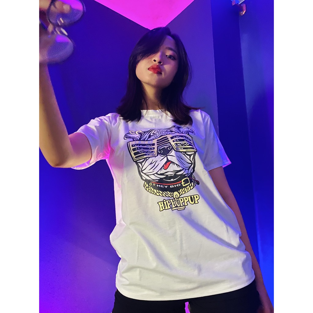 Áo phông tay lỡ nữ chó Bull đeo kính cực chất freesize chất cotton thoáng mát - May22 | BigBuy360 - bigbuy360.vn