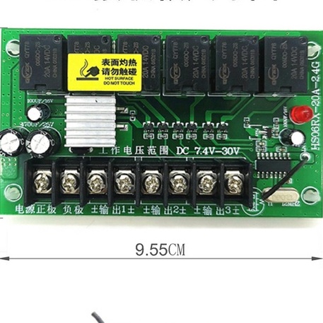 Bộ mạch thu phát điều khiển từ xa không dây 6 kênh 2.4G siêu công suất 7.4V-30V 20A dùng chế tạo