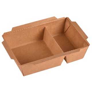 50 Hộp giấy đựng thức ăn 2 ngăn 1200 ml đựng cơm văn phòng, salad, xôi, vịt quay, bún, bánh dùng một lần