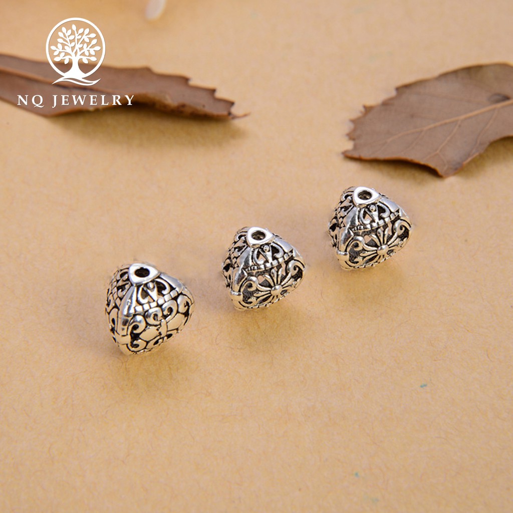 Charm chặn hạt 3 mặt họa tiết hoa văn - NQ Jewelry