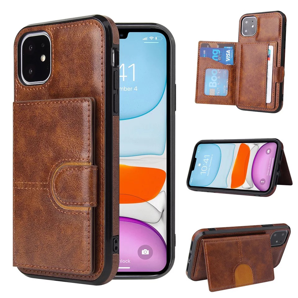 Ốp Lưng Da Ví iPhone 7/8/Plus/X/Xs/Xs Max/11/12/13/Pro/Pro Max/Mini Cao Cấp - OP06
