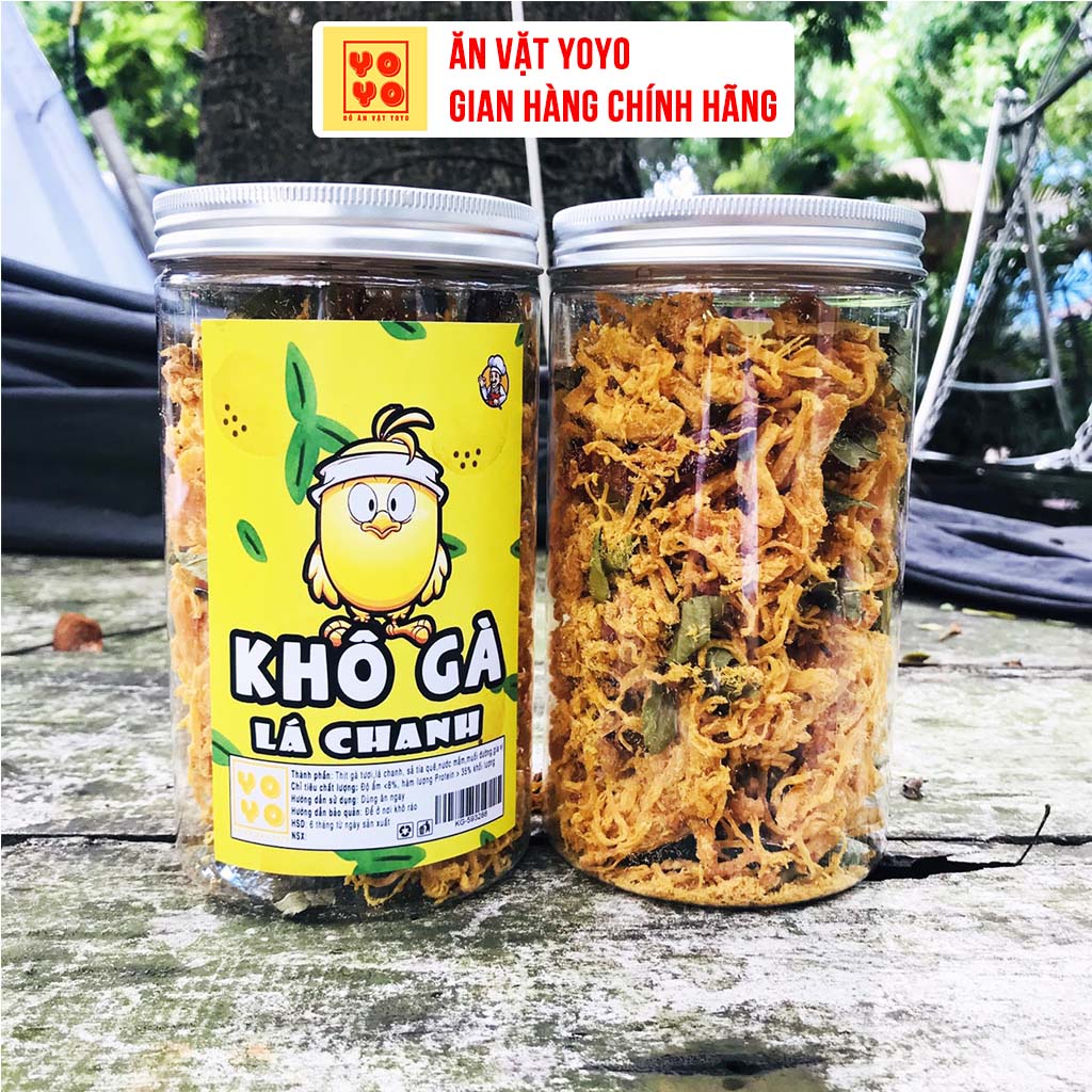 Khô gà lá chanh xe sợi đóng hũ 300g đồ ăn vặt YOYO