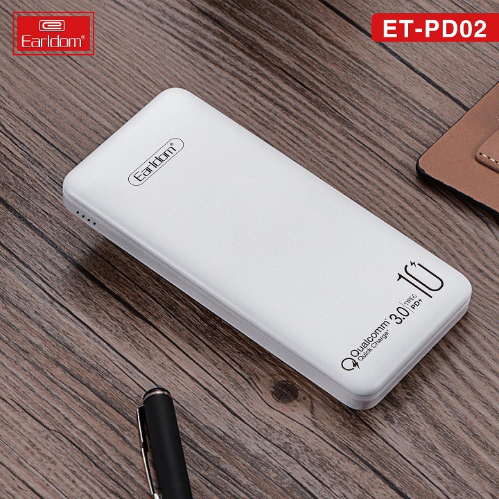 Sạc dự phòng Qc 3.0 10.000 mAh, Pin tích điện sạc nhanh quick charger dung lượng cao Earldom PD02 KLH Store