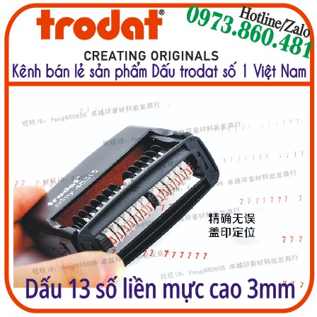 Con dấu 13 số liền mực cao 3mm chính hãng