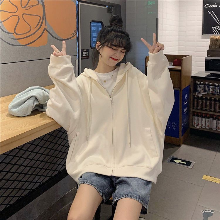 Áo Khoác Cardigan Có Mũ Trùm Dáng Rộng Phong Cách Hàn Quốc Tj199