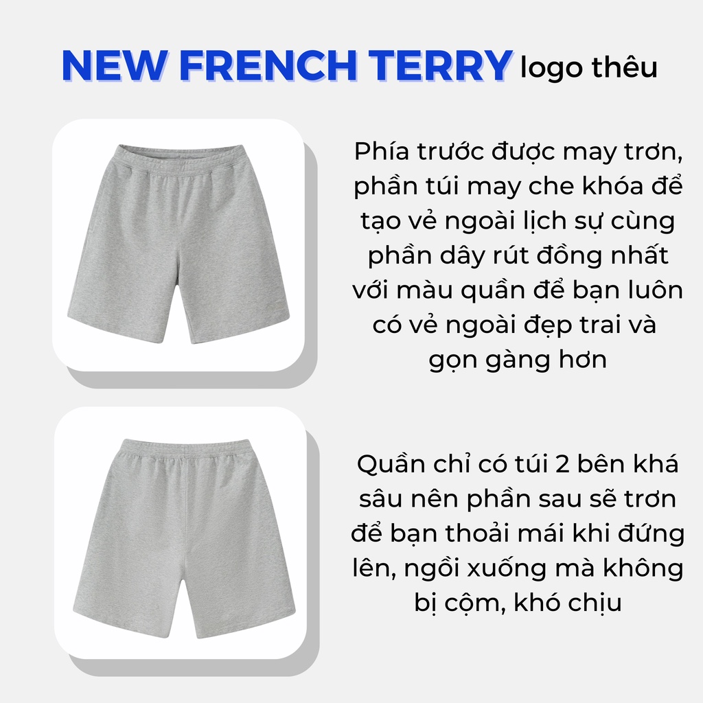 Quần Short Nam New French Terry V2 co giãn (thêu logo) - thương hiệu Coolmate | BigBuy360 - bigbuy360.vn