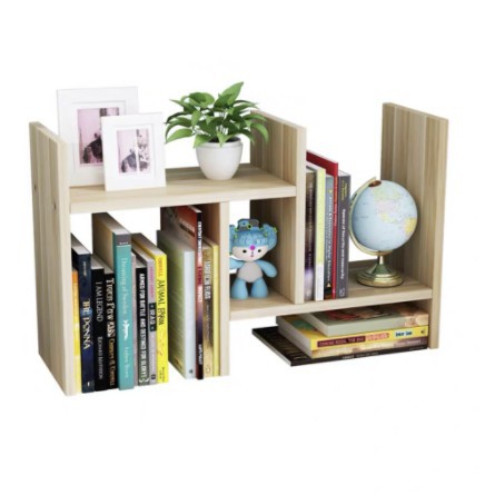 Giá sách mini để bàn trang trí | Kệ sách mini văn phòng để bàn - chất gỗ bền đẹp, lắp ghép dễ dàng | KT: 35x(36-60)x17cm
