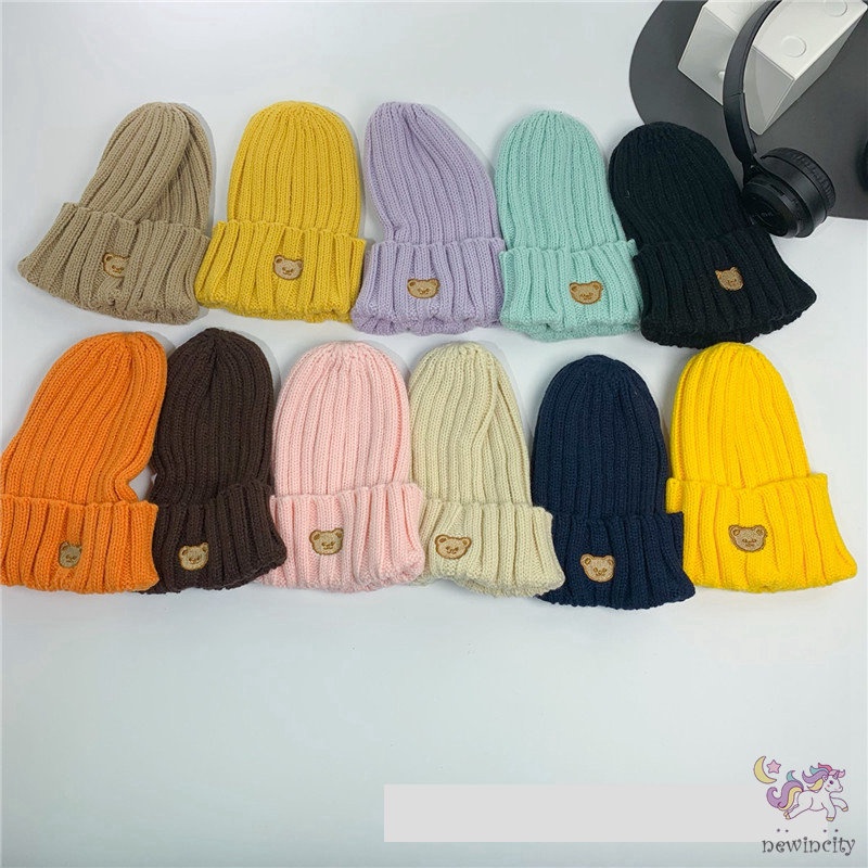 Mũ Beanie Dệt Kim Co Giãn Nhiều Màu Sắc Phong Cách Hàn Quốc Cho Bé Gái