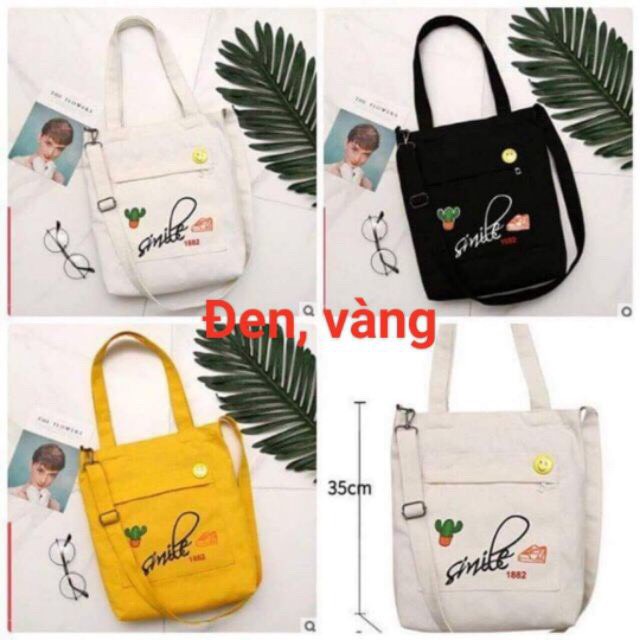 [FreeShip 50K] Túi Tote - SMILE MẶT CƯỜI Xương Rồng Siêu Xinh (Ảnh Thật)