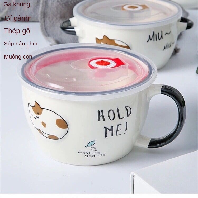 ✴№♝Miễn phí bộ đồ ăn túi cách nhiệt cốc sứ bát mì ăn liền có nắp đậy ký túc xá Hộp cơm ăn trưa lò vi sóng sinh viên nam