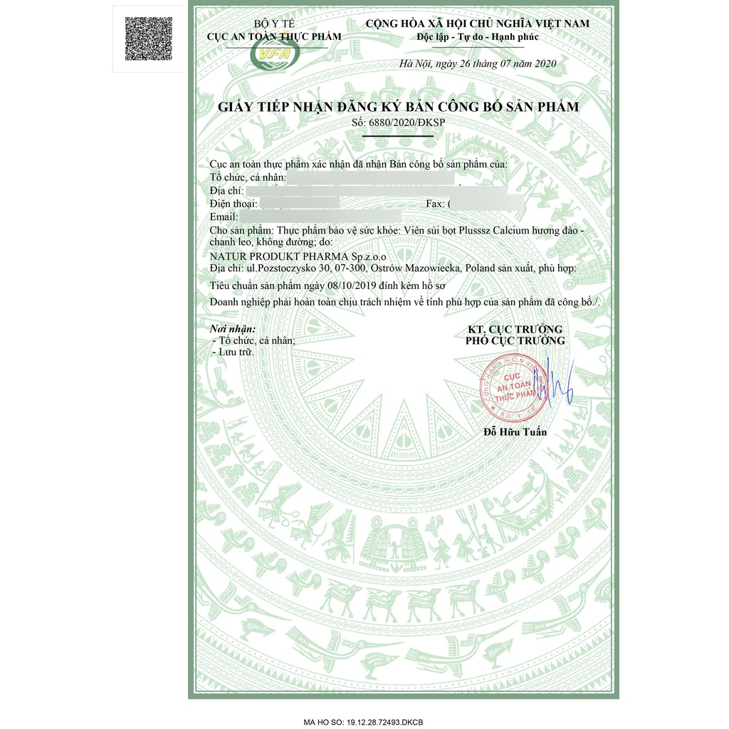 Viên sủi bổ sung canxi tăng cường sức khỏe xương răng Plusssz Calcium vị Đào chanh leo không đường