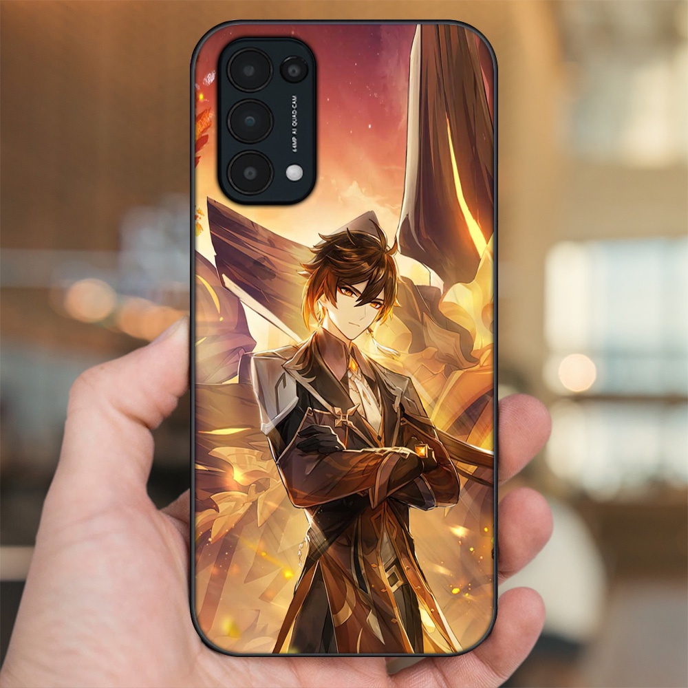 Ốp lưng Oppo Reno 5 viền đen in hình Zhongli Genshin Impact