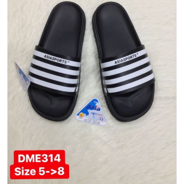 Dép nhựa dép quai ngang thời trang unisex sọc đen trắng D033