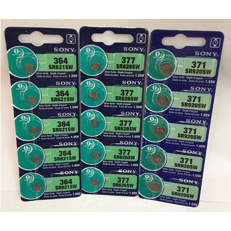VỈ 2 PIN ĐỒNG HỒ ĐEO TAY SONY SR621SW / 364 - SR626SW / 377 - SR521SW / 379 - SR927SW / 399 - SR920SW / 371 - SR416W/337