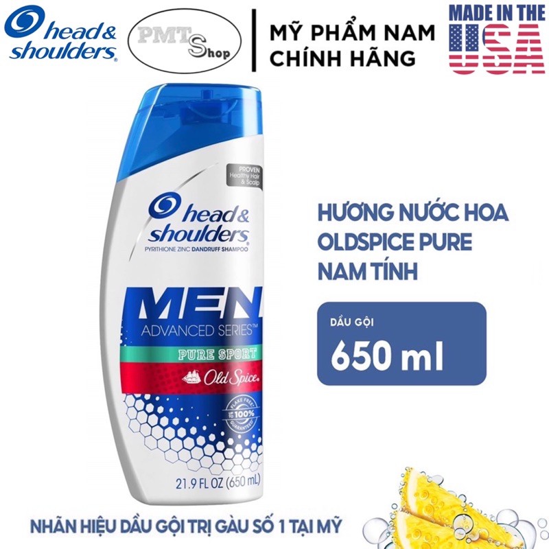 Dầu gội sạch gàu Head &amp; Shoulders Mỹ 700ml Classic Clean | Dry Scalp Care | Smooth &amp; Silky | Pure Sport 650ml