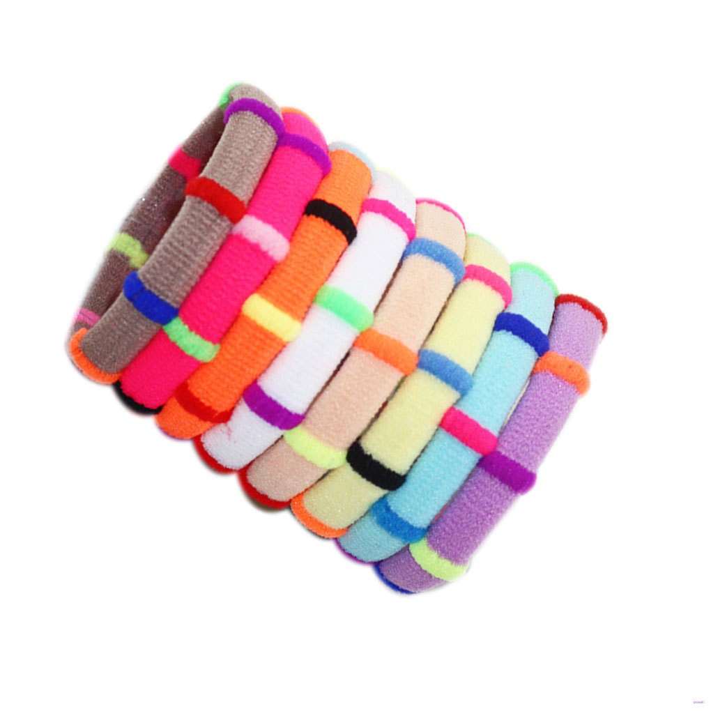 (Hàng Mới Về) Set 12 Dây Cột Tóc Co Giãn Màu Sắc Ngẫu Nhiên Cho Bé Gái