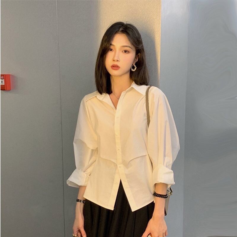 Áo sơ mi nữ dài tay basic, Sơ mi nữ kiểu dáng ullzang mới vải thô không nhăn nhàu Linzstore | BigBuy360 - bigbuy360.vn