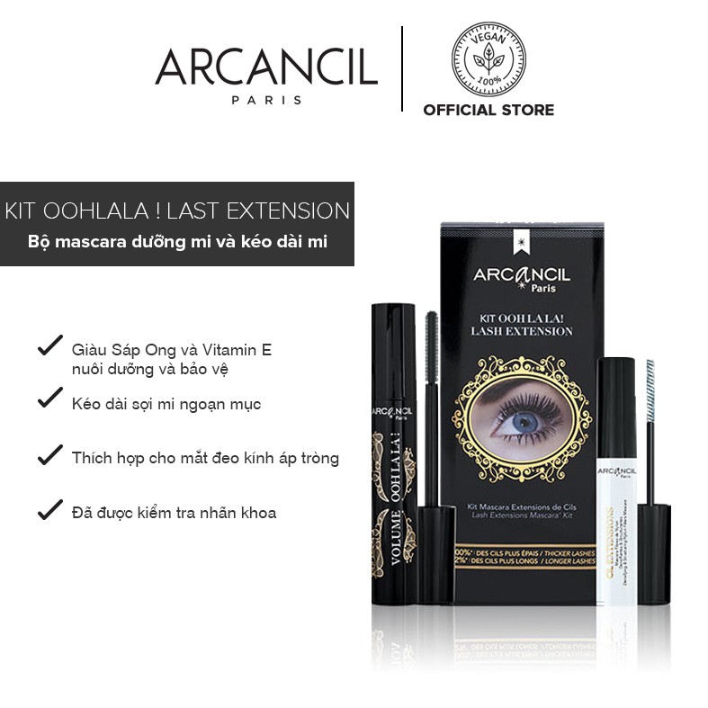 [Mã FMCGM50 - 8% đơn 250K] Bộ kit Mascara Arcancil Oohlala! Lash Extension cho đôi mi dài và dày tối đa