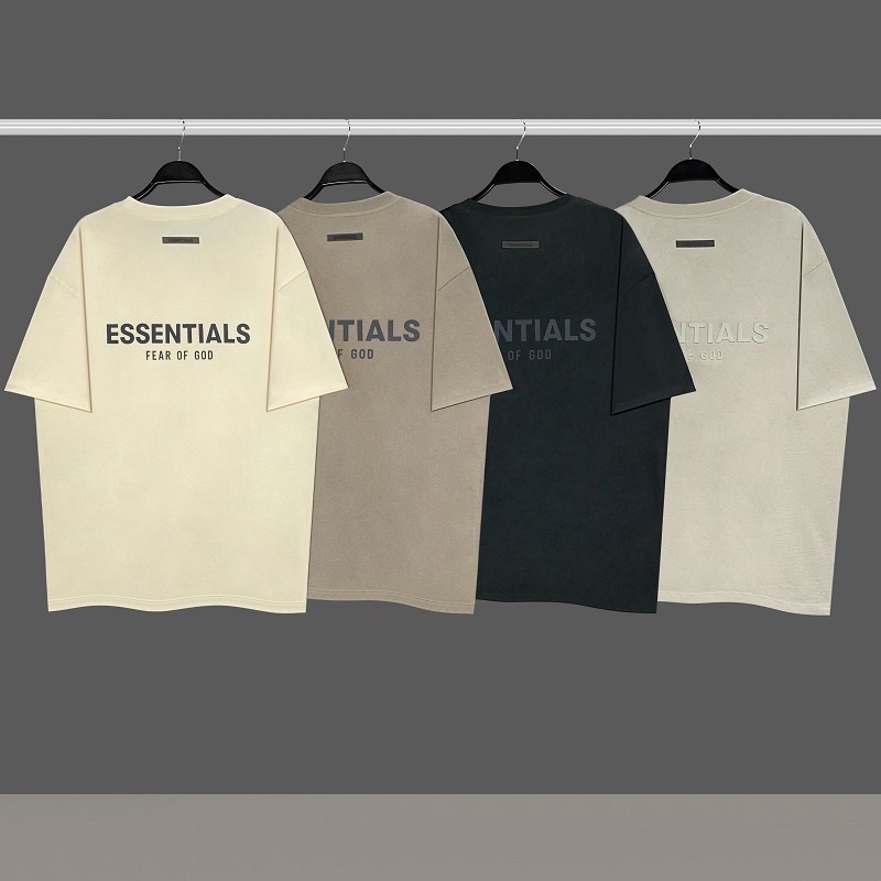Áo thun cotton chữ in nổi Essentials fear of god tag cao su , áo T Shirt tay lỡ nam nữ unisex over size , Cocmer_vn