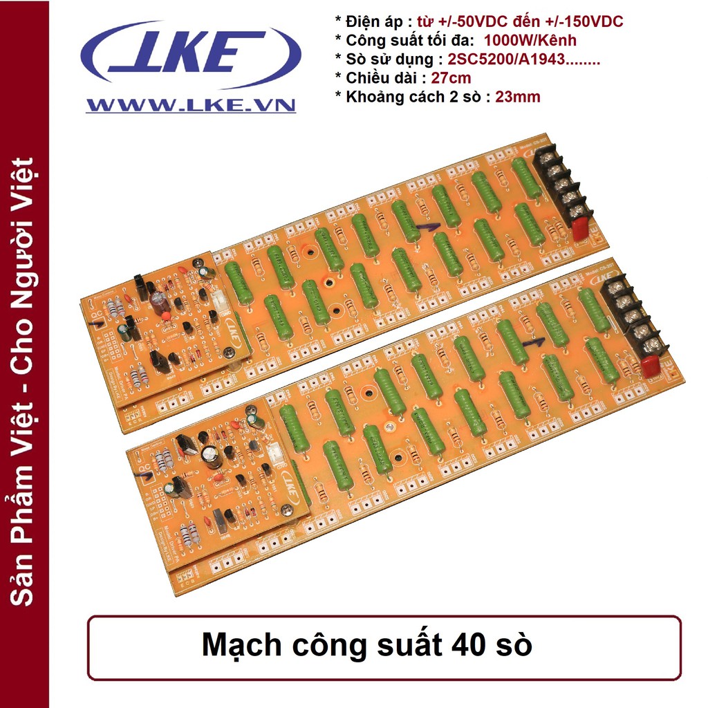 1 Cặp mạch công suất 40 sò fip vàng LKE