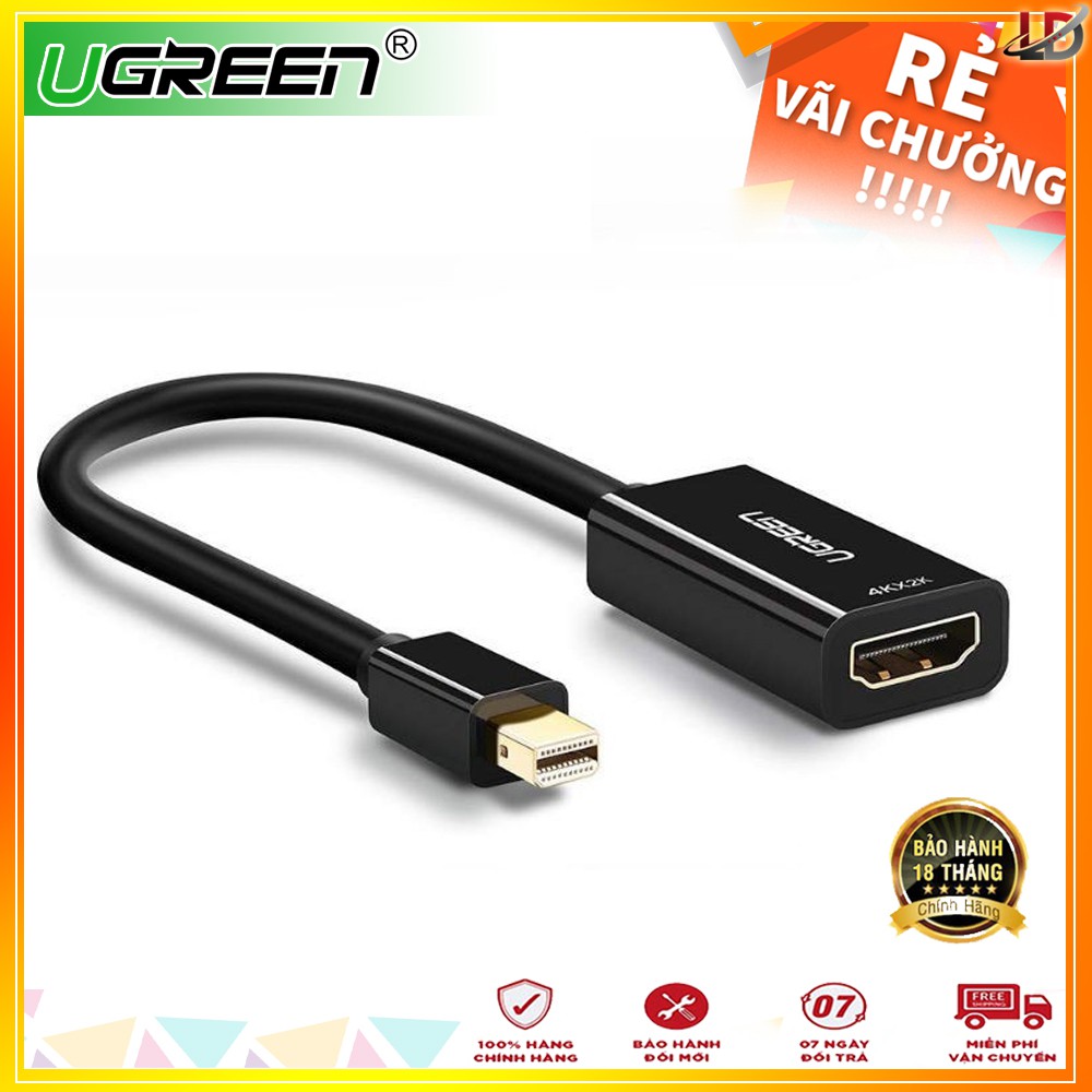 UGREEN 40360, 40361 - Cáp chuyển đổi  Mini DisplayPort sang HDMI dài 25cm, hỗ trợ 4K*2K