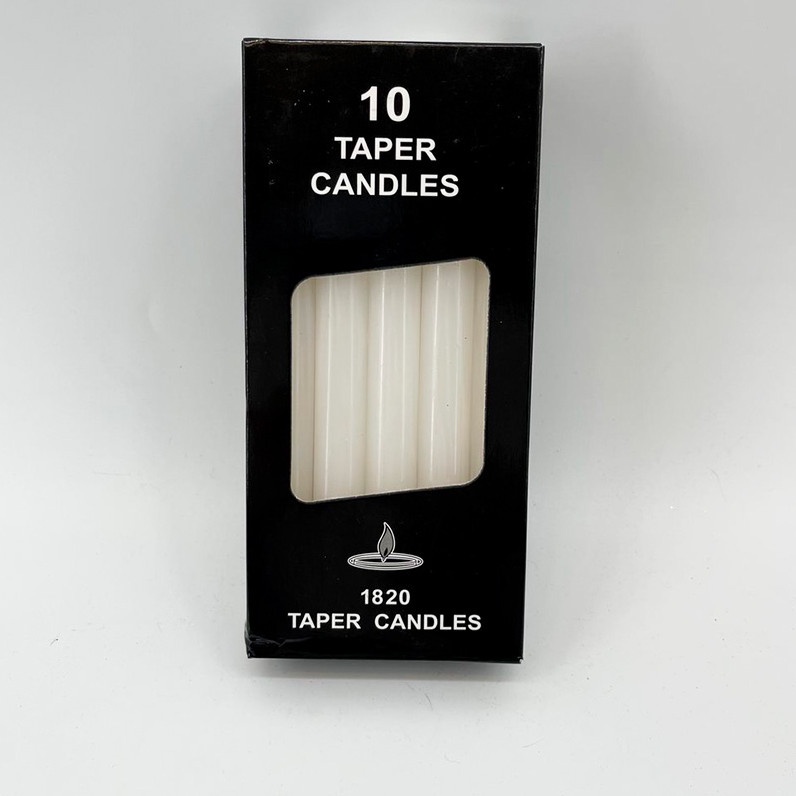 Set 1 Hộp 10 Cây Nến Taper Trắng Dài 15cm