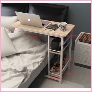 9214 Bàn làm việc 80x40 có 2 ngăn để đồ và bánh xe - Bàn làm việc chân lệch - Bàn chữ L có bánh xe