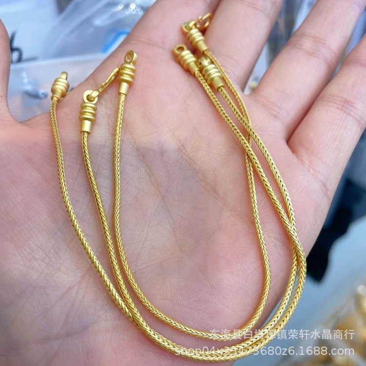 Vòng Đeo Tay Chuỗi Hạt Pha Lê Màu Vàng Đồng Phong Cách Thời Trang Mới