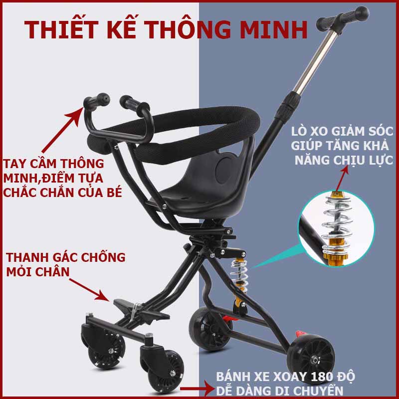 Xe đẩy gấp gọn Seka 1 chiều P464 có lò xo