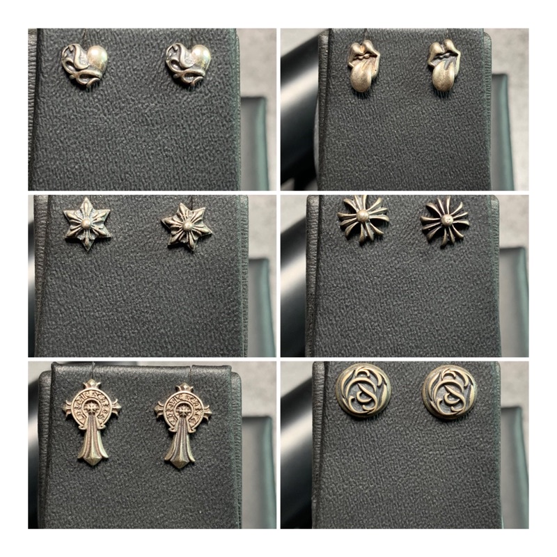 Bông tai, khuyên tai Chrome heart bạc 925 cao cấp.